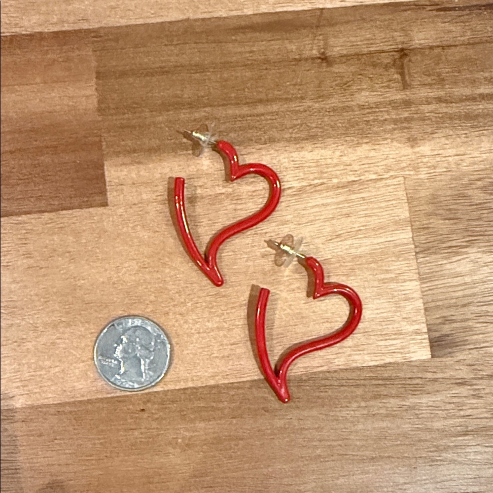 NWOT LOFT Red Heart Earrings